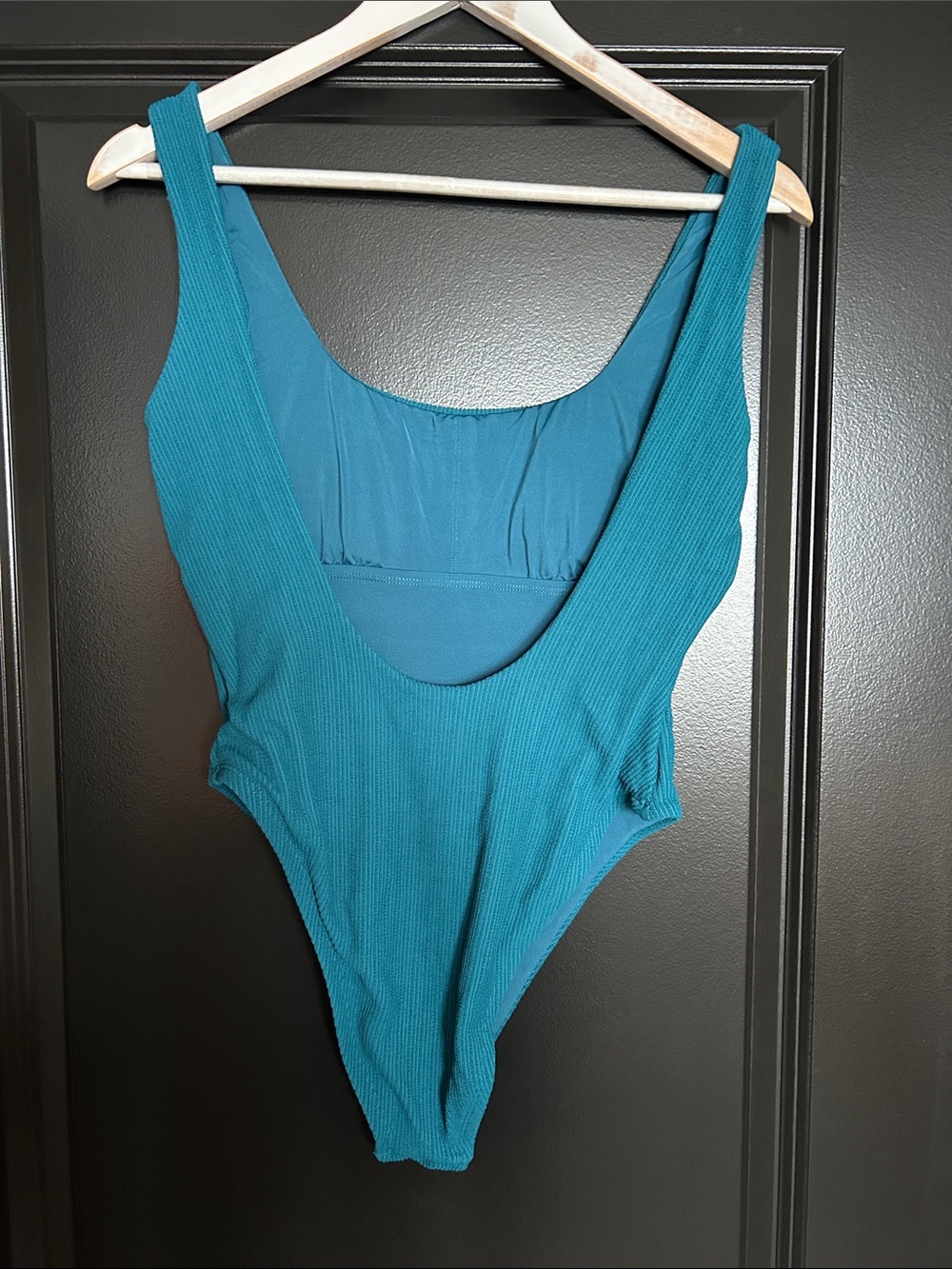 Vitamin A Ribbed One-Piece Swimsuit in Teal Large - Picture 3 of 4